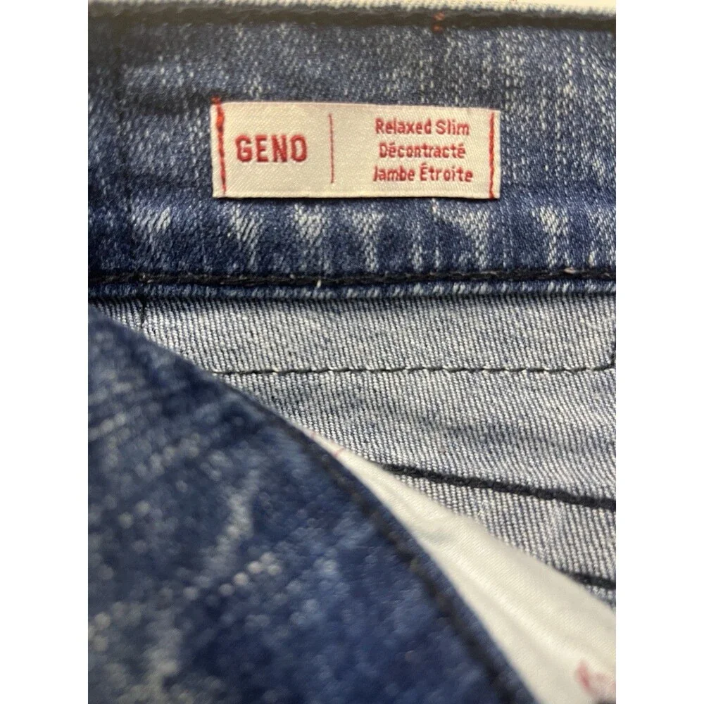 True Religion Geno Moto Shorts Men's 27 Blue Denim Chevron Stitch Raw Hem Biker